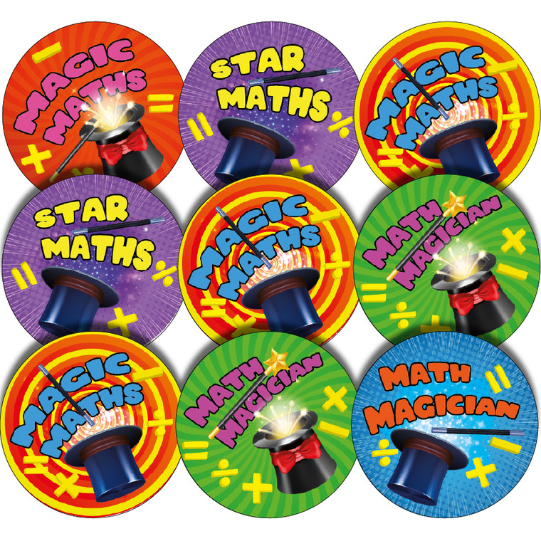 Sticker Stocker - 144 Magic Maths - 30mm - Glossy Reward Stickers for Teachers & Parents