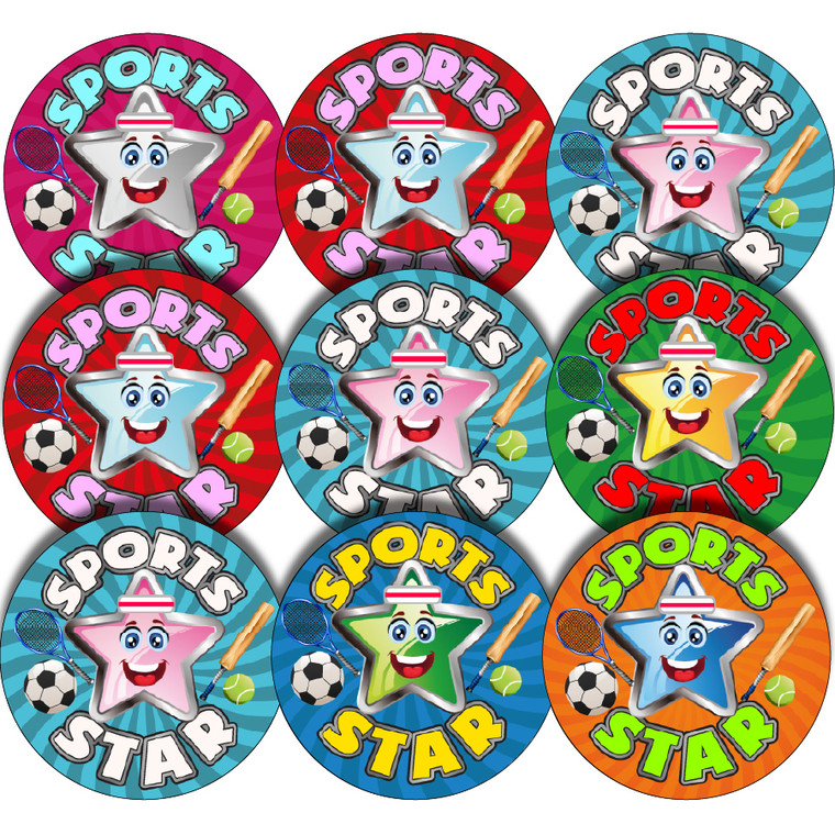 Sticker Stocker - 144 Sports Star - 30mm - Glossy Reward Stickers for Teachers & Parents