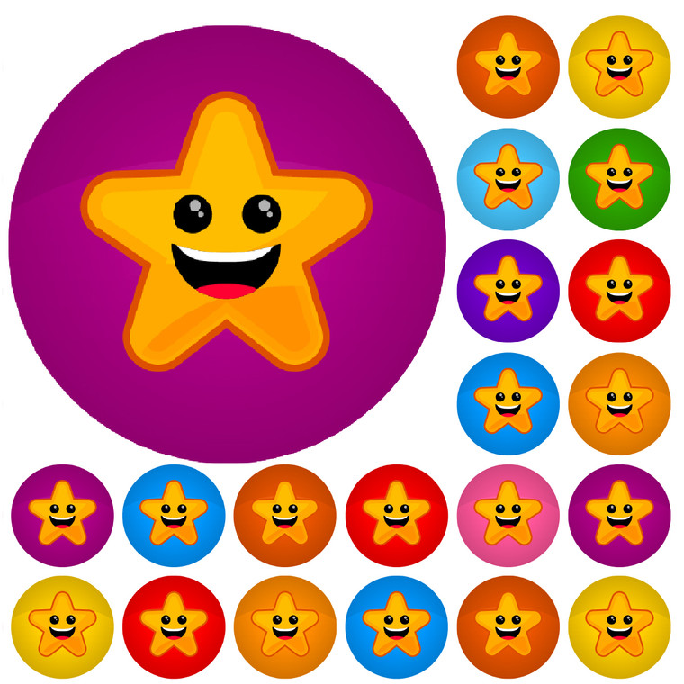 Sticker Stocker - 900 Colourful Mini Smiling Stars Dots 10mm Glossy Spot Stickers - Journal Tracker Stickers