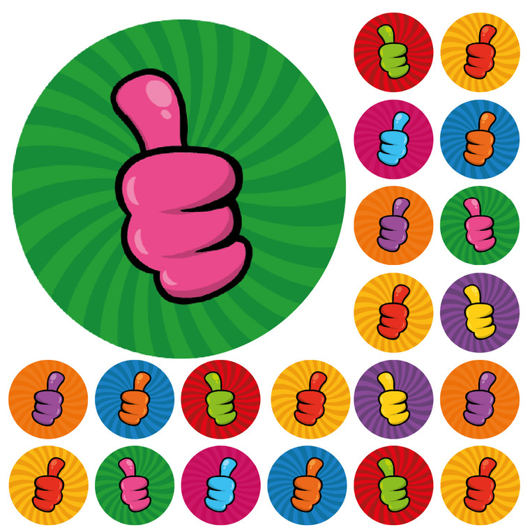 Sticker Stocker - 900 Colourful Mini Thumbs Up Dots 10mm Glossy Teacher Reward Stickers Spot Stickers Journal Stickers