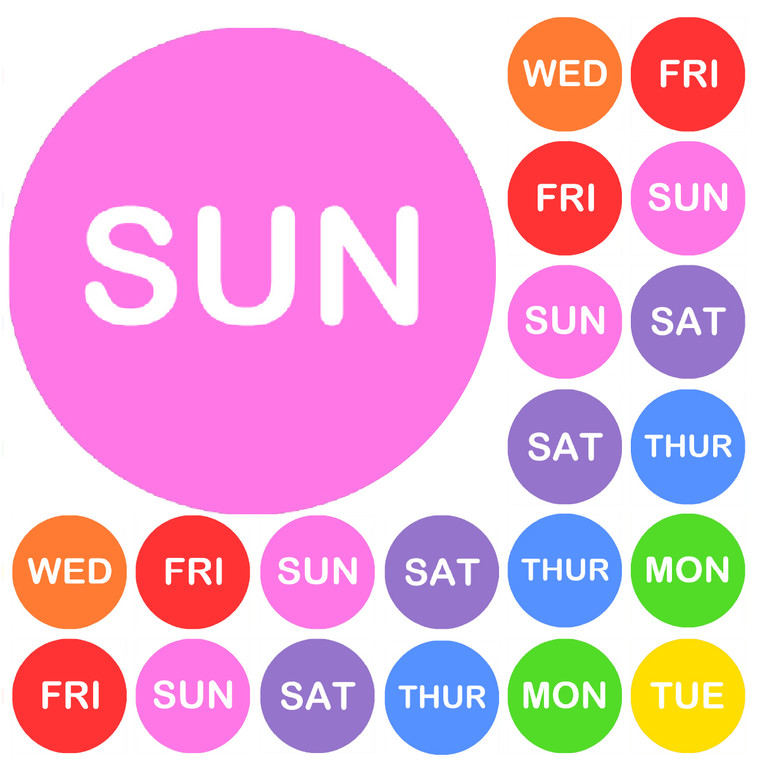 Sticker Stocker - 900 Mini Colourful Days of the Week Dots 10mm Spot Reward Stickers for Teachers and Planner Charts