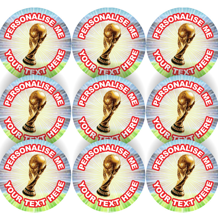 Sticker Stocker - 144 World Cup Personalised 30mm Reward Stickers for Football Clubs, schools