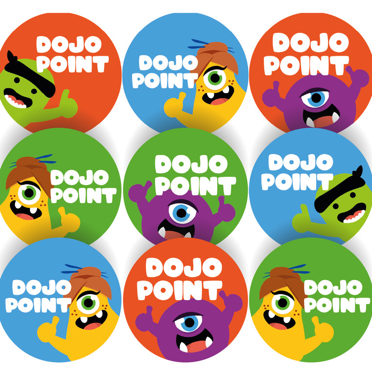144 DoJo Points - 30mm - Glossy Reward Stickers for Teachers & Parents