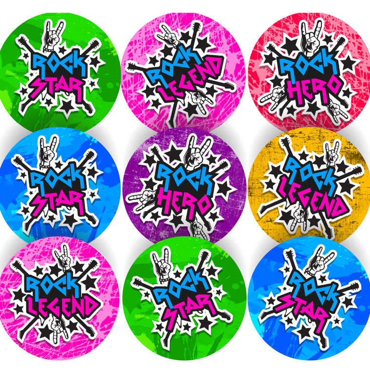 144 Superstar Rockstar - 30mm - Glossy Reward Stickers for Teachers & Parents