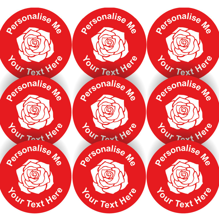 144 Rose Red Personalised 30mm Reward Stickers for School Teachers