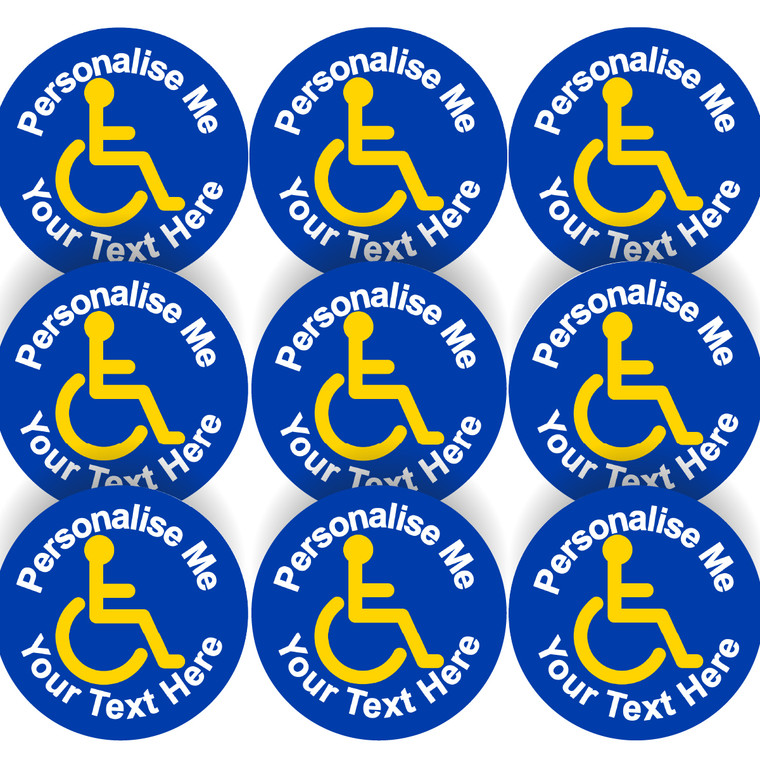 Sticker Stocker 144 Disability Wheelchair Logo Personalised 30mm Stickers for disabled, craft, company packaging