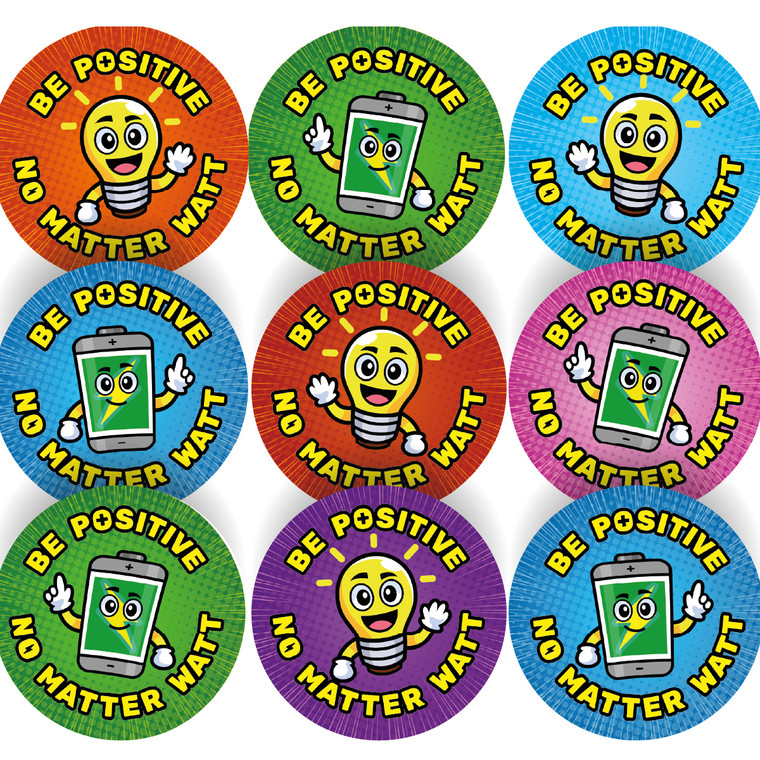 Sticker Stocker -144 Be Positive  - 30mm - Glossy Reward Stickers for Teachers & Parents
