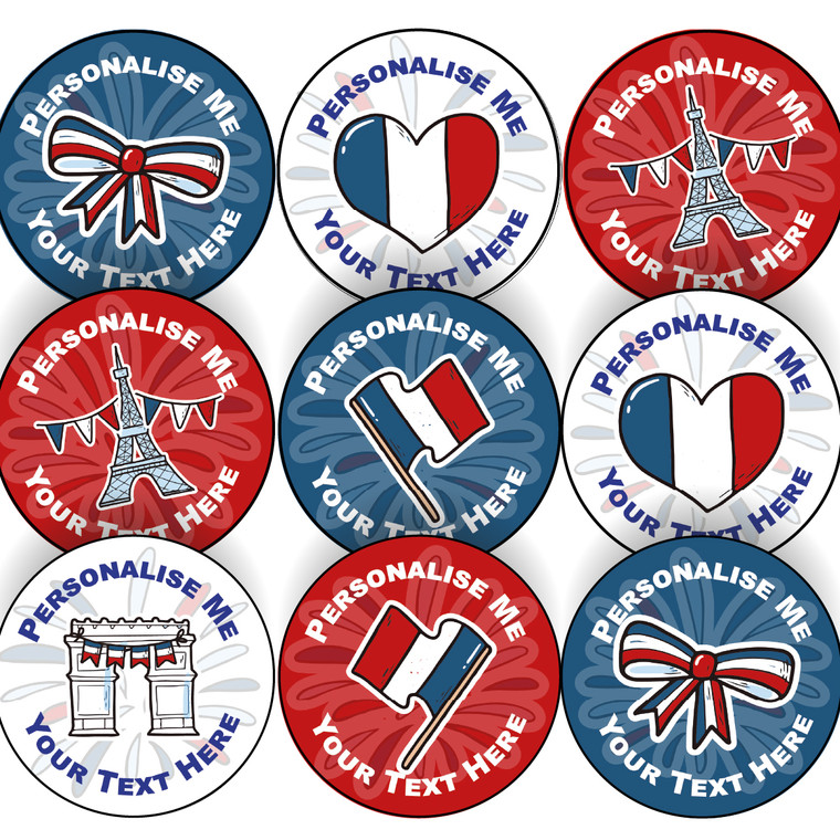 144 Colourful French Personalised 30mm Reward Stickers for School Teachers, Parents and Nursery