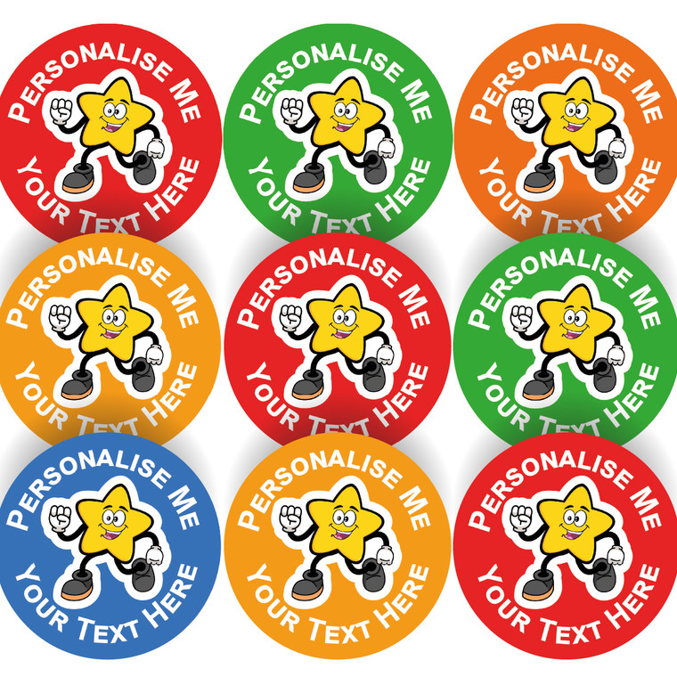 Sticker Stocker 144 Running Star Personalised 30mm Reward Stickers for School Teachers, Parents and Nursery