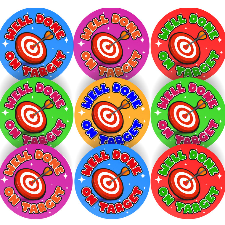 Sticker Stocker -144 On Target 30mm - Glossy Reward Stickers for Teachers & Parents