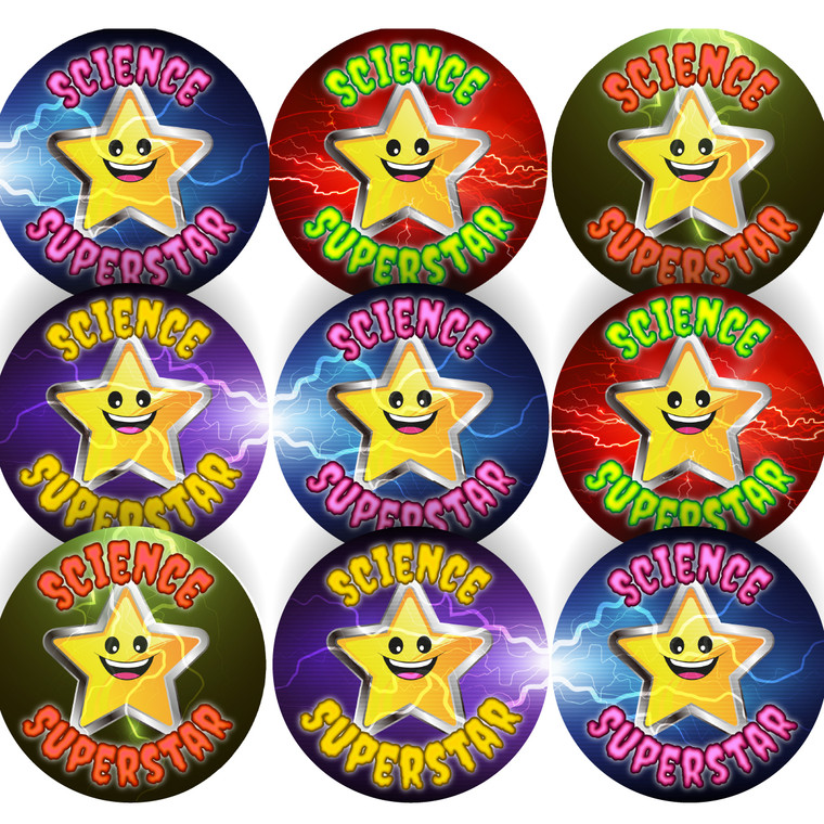 Sticker Stocker 144 Superstar Science 30mm Reward Stickers for Teachers, Parents and Party Bags