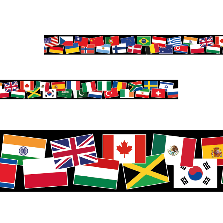 Sticker Stocker - Flags of the World Classroom Trimmers 14.25m long Notice Board Display Borders