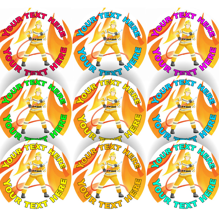 Sticker Stocker 144 Personalised Firefighter 30mm Reward Stickers for School Teachers, Parents and Nursery