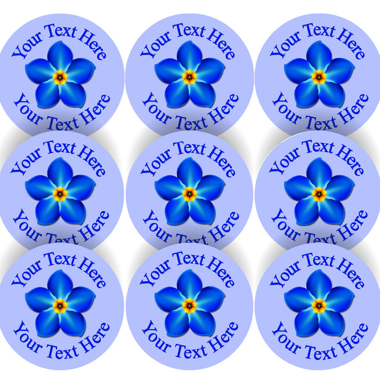 Sticker Stocker 144 Personalised Forget me Not 30mm Stickers School Teachers, Alzheimer's Dementia Flower