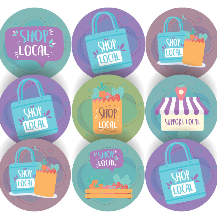 Sticker Stocker - 144 Shop Local 30mm Glossy Labels ideal for product packaging