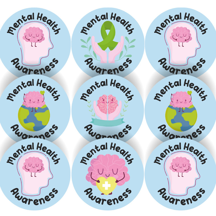 Sticker Stocker 144 Mental Health Awareness 30mm Stickers for School Teachers, Nurses and Parents