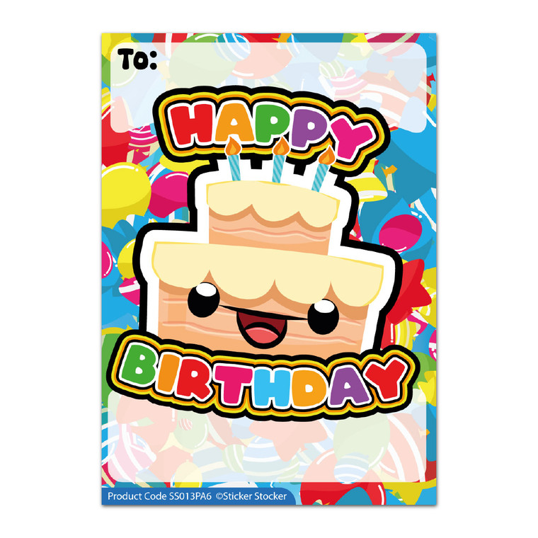 Sticker Stocker - A6 Praise Note Pad 100 Sheet Incentive Chart Rewards - Happy Birthday Cake
