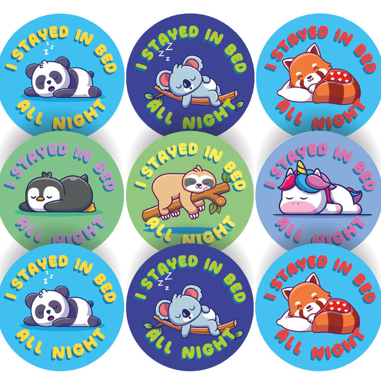 I Stayed In Bed All Night 30mm Sleep Training Reward Stickers for Teachers or Parents