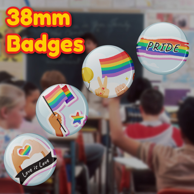 20 x PRIDE Month Badge 38mm (Pack of 20 Pin Badges - 38mm)