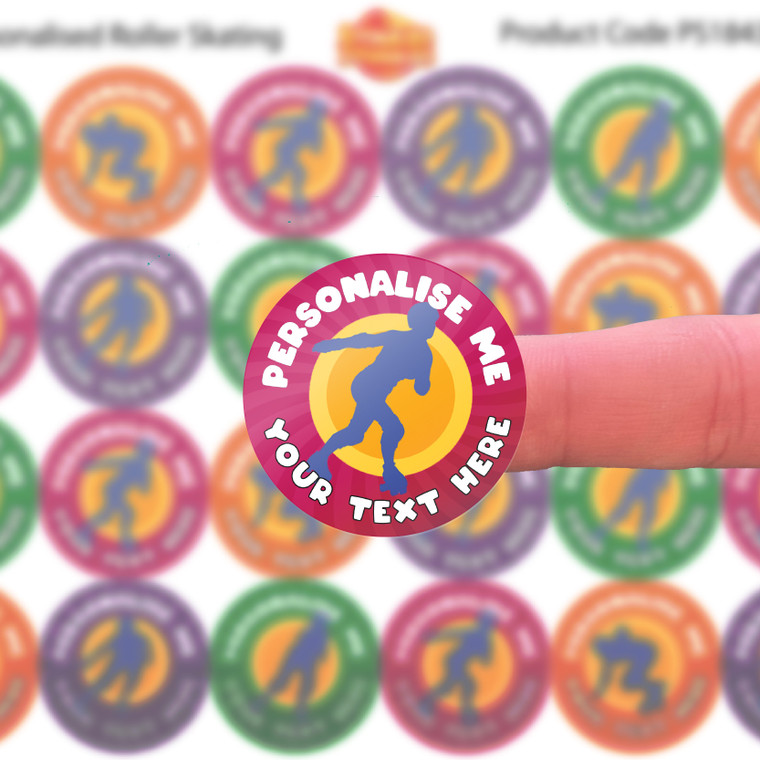 144 Personalised Roller Skating 30mm Sport Reward Stickers for School Teachers, Parents and Nursery