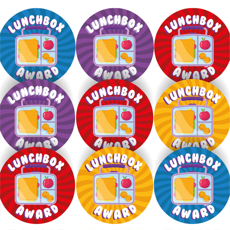 144 Lunchbox Award 30 mm Reward Stickers for Teachers, Parents and Party Bags