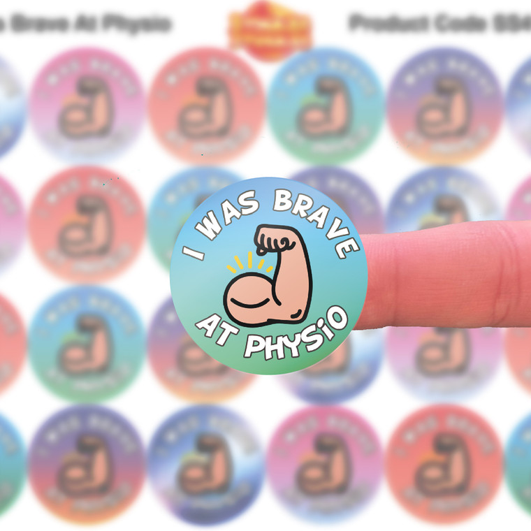 144 I Was Brave At Physio 30mm Reward Stickers for Nurses, Doctors, Physiotherapists