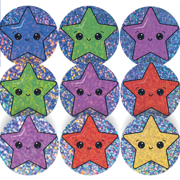 144 Sparkle Stars Stickers 30mm + 90 Free Sparkle Smiles Reward Stickers for Teachers, Parents and Schools