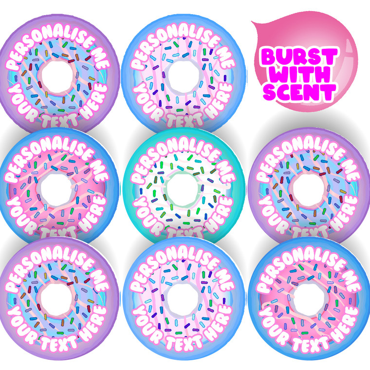 120 Bubblegum Scented Donut Personalised Stickers - Personalised 30 mm Scented  Stickers - For Teachers Nursery Parents