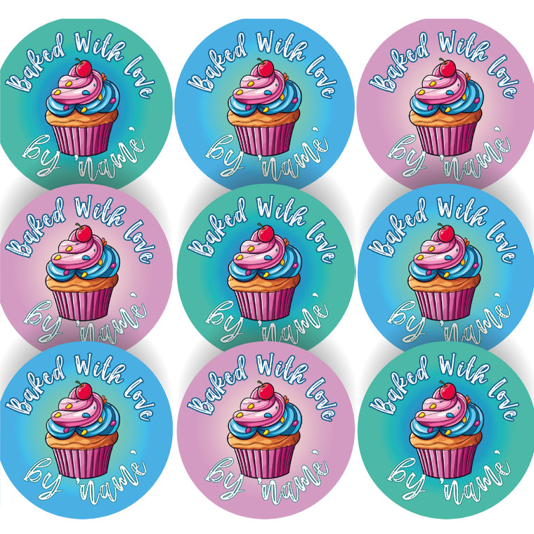 144 Personalised Baked With Love 30mm Reward Stickers for School Teachers, Parents and Nursery