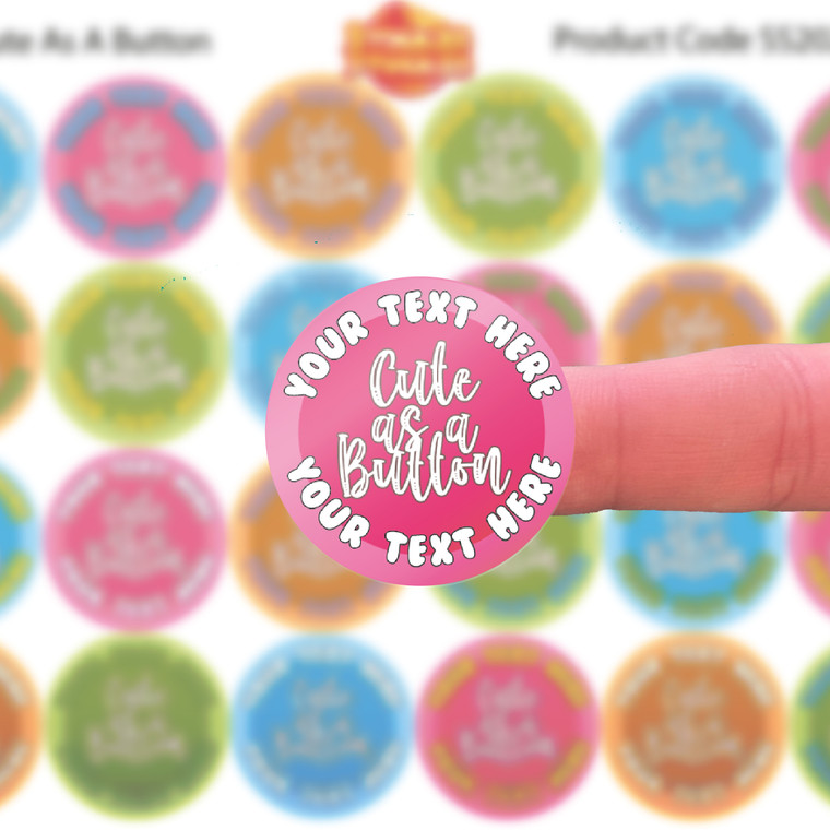 144 Cute As A Button Baby Shower 30mm Stickers for Label Seal Gift