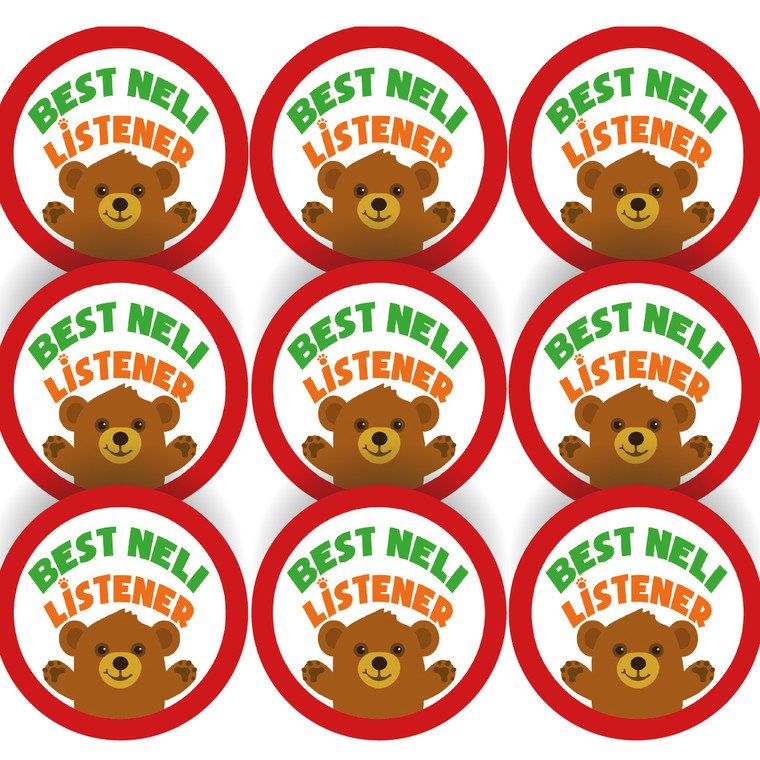 Sticker Stocker - 144 Best NELI Listener- 30mm - Glossy Reward Literacy Stickers for Teachers & Parents