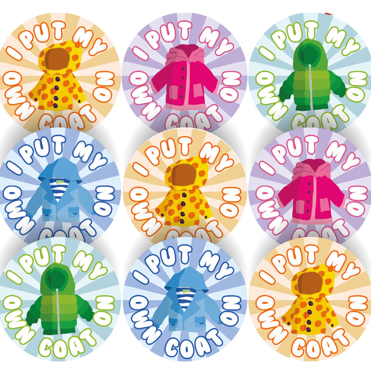 144 I Put My Own Coat On 30 mm Reward Stickers for Teachers and Parents