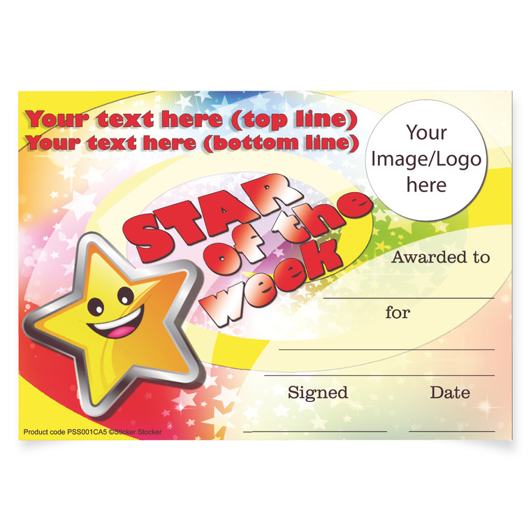 Sticker Stocker Personalised Star of the week for school teachers, A5 silk finish Photo Paper