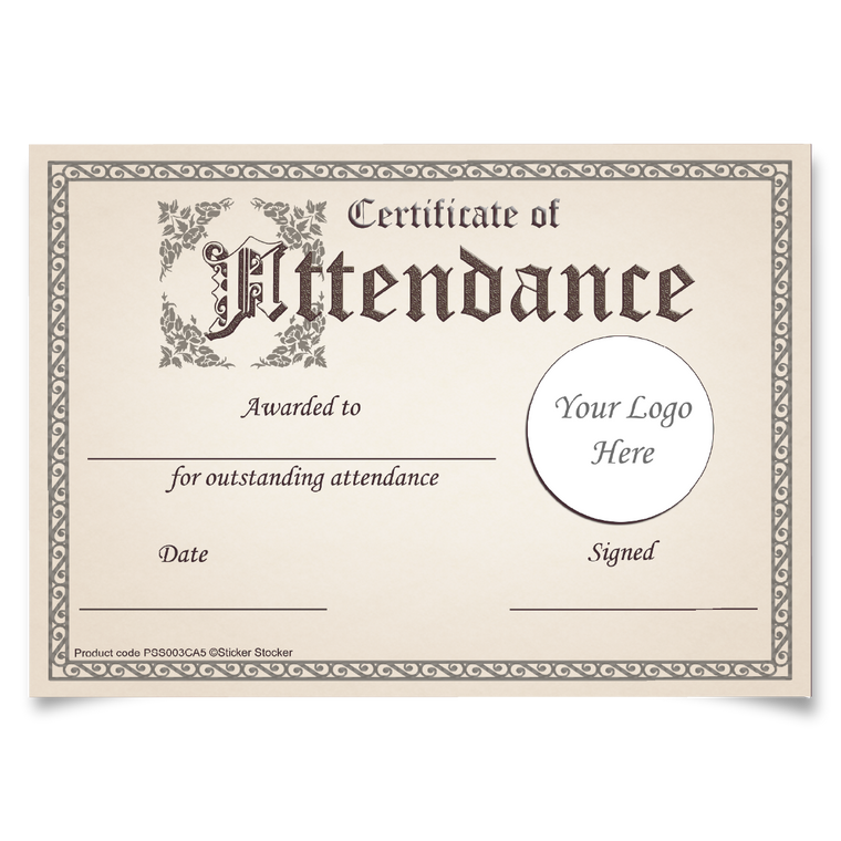 Sticker Stocker Personalised Certificate of Attendance for school teachers, A5 silk finish Photo Paper