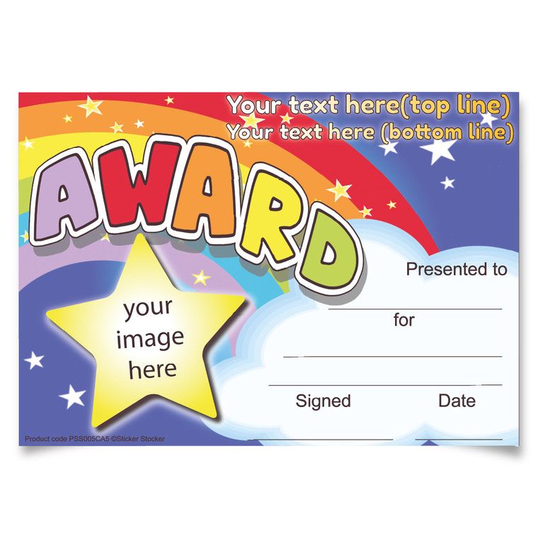 Sticker Stocker Personalised Rainbow Award for school teachers, A5 silk finish Photo Paper