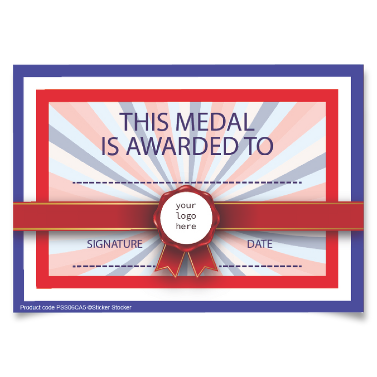 Sticker Stocker Personalised Certificate Medal Award for school teachers, A5 silk finish Photo Paper