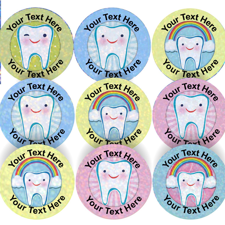 Sticker Stocker 144 Personalised Happy Teeth 30mm Reward Stickers + 90 Free Sparkle Smiles for School Teachers, Parents and Nursery