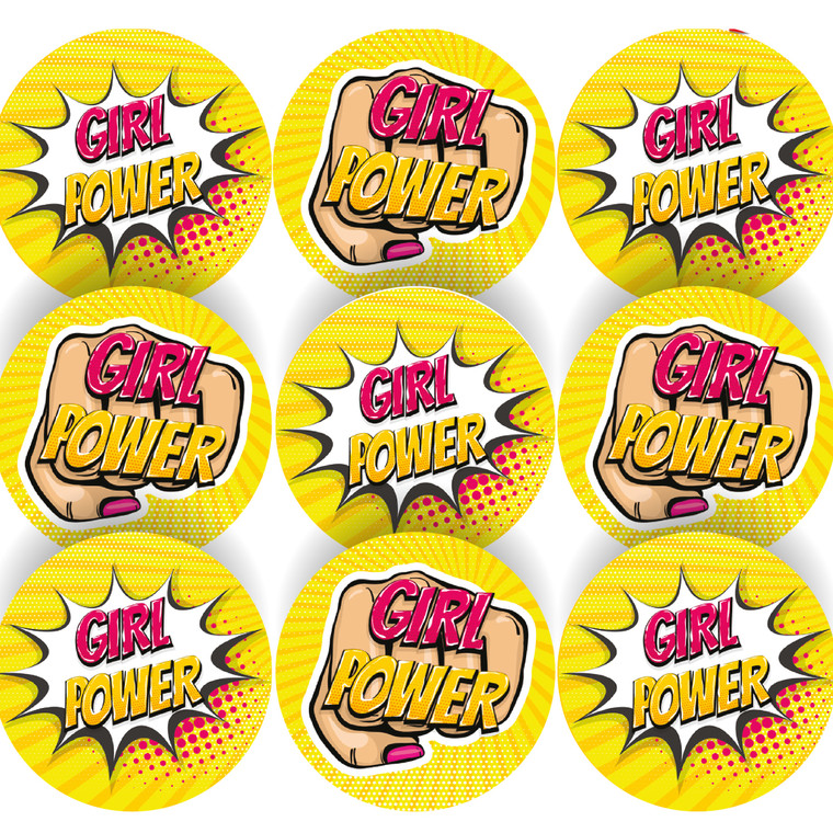 144 Girl Power 30mm Children's Reward Stickers for Teachers or Parents and Party Bags