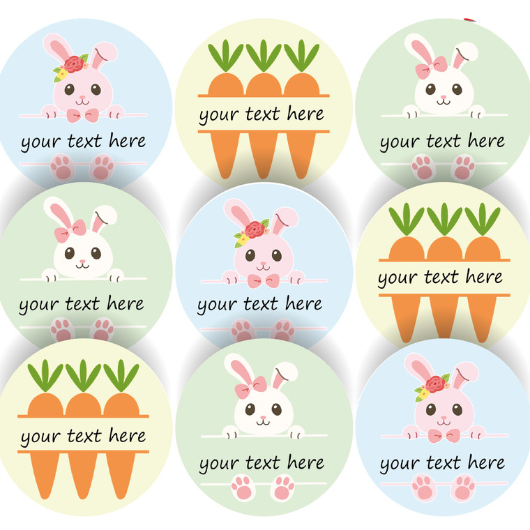 144 Monogram Easter Bunny #2 30mm Children's Reward Stickers for Teachers or Parents and Party Bags