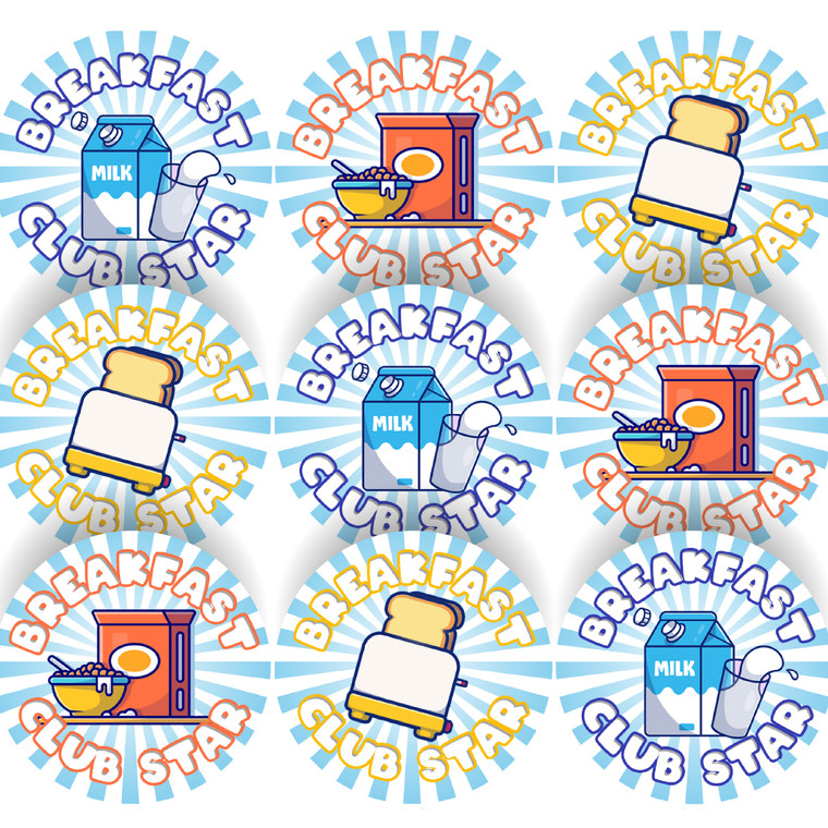 144 Breakfast Club Star 30 mm Reward Stickers for Teachers, Parents and Party Bags