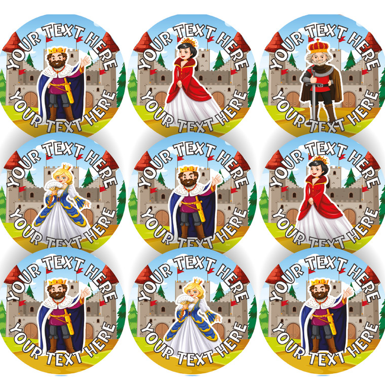 144 Queens and Kings Personalised - History Teacher Reward Stickers Size 30 mm