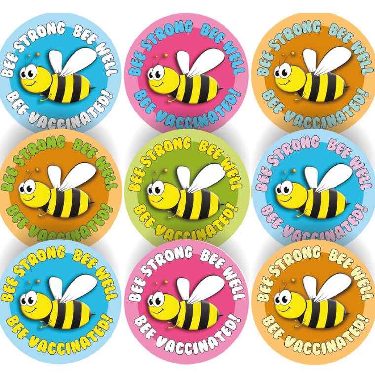 Sticker Stocker - 144 Bee Vaccinated 30mm Children's Bravery Reward Stickers for Teachers or Nurses