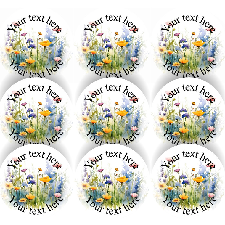 Sticker Stocker 144 Personalised Wild Flower 30mm Glossy Stickers Labels