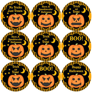 144 Halloween Pumpkins Teacher Reward Stickers - Large - Sticker Stocker