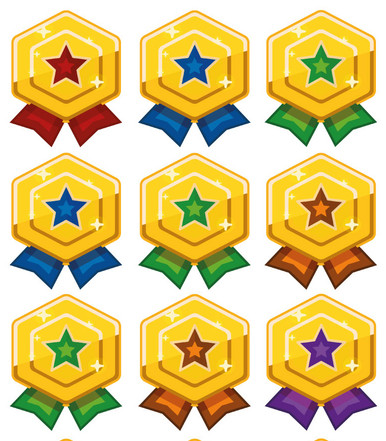 168 Star Medals themed Reward Stickers - Medium - Sticker Stocker