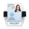 Clear Vinyl Vertical Arm Band Badge Holder with Blue Strap, 2.75" x 3.8" (25 Pack)