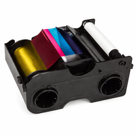 FARGO 45033 YMCKO Half Panel Cartridge w/ Cleaning Roller