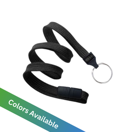3/8" Flat Braid Lanyard with Breakaway and Split Ring (100 Pack)