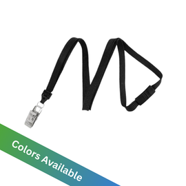 3/8" Flat Braid Lanyard with Breakaway and Bulldog Clip (100 Pack)