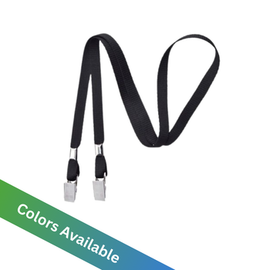 3/8" Flat Open-Ended Lanyard with Two Bulldog Clips (100 Pack)
